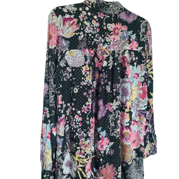 Anthropologie Maeve Autumnal Floral High-Low Button Front Tunic Top Size Medium - Picture 8 of 9